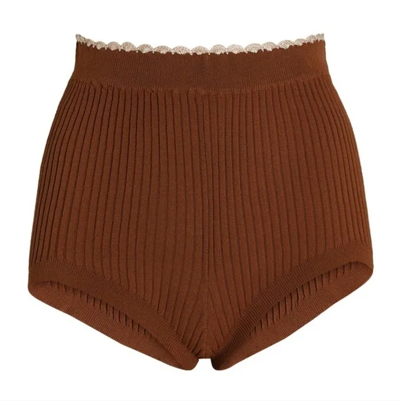 NWT ♡ SANDRO PARIS ♡ Ribbed Knit Lingerie Sleepwear Shorts SIZE 40 (MEDIUM) - Picture 4 of 16